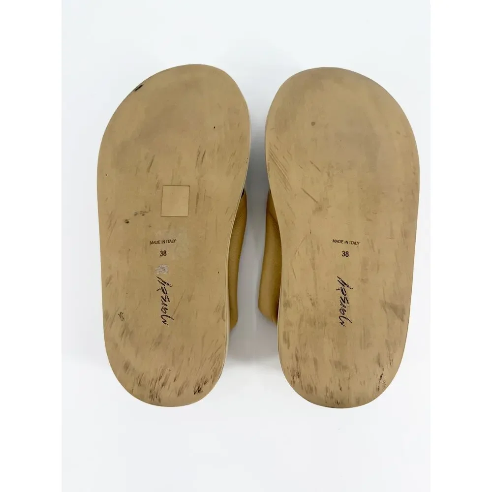 Marsell Beige Crossover Strap Leather Flatform Platform Sandals Size 38 EU 7.5